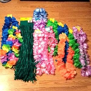 Tiki, Hawaiian, Luau, Bundle of Lei's, Luau Skirt, Headbands, Wristbands New
